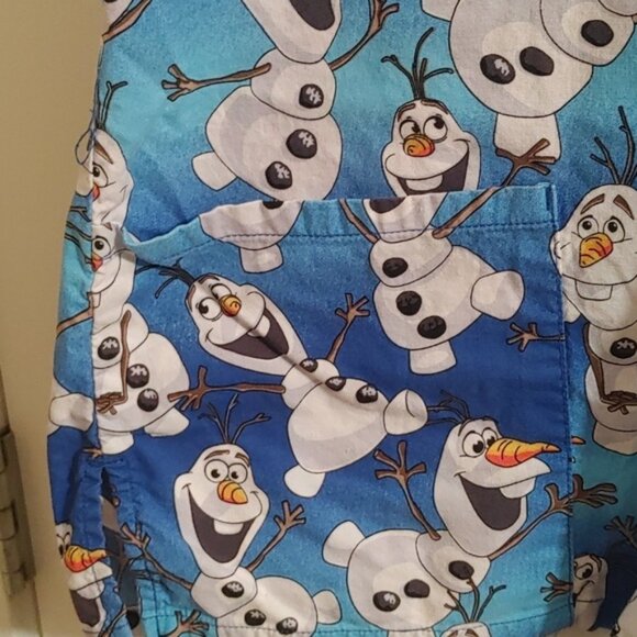 Disney Frozen Olaf nursing scrubs top shirt short sleeve blue white X large - Picture 3 of 6